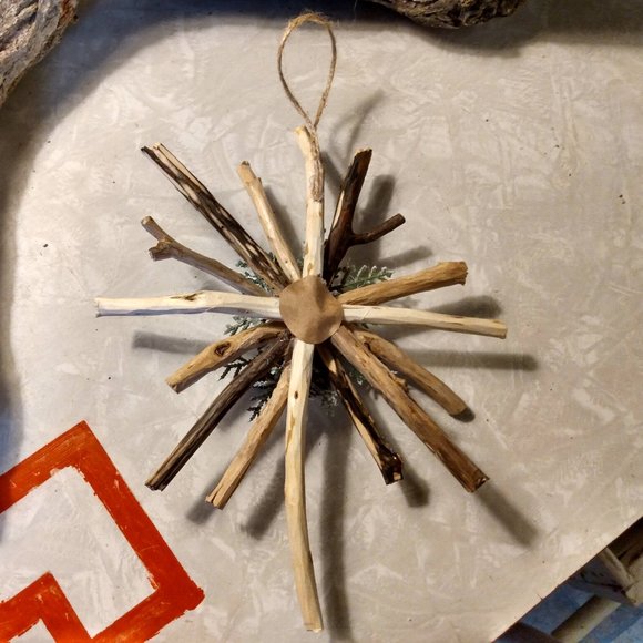 Handmade Rustic Real Wood Sticks Twigs Tree Topper  or Hanging Ornament - Picture 5 of 8